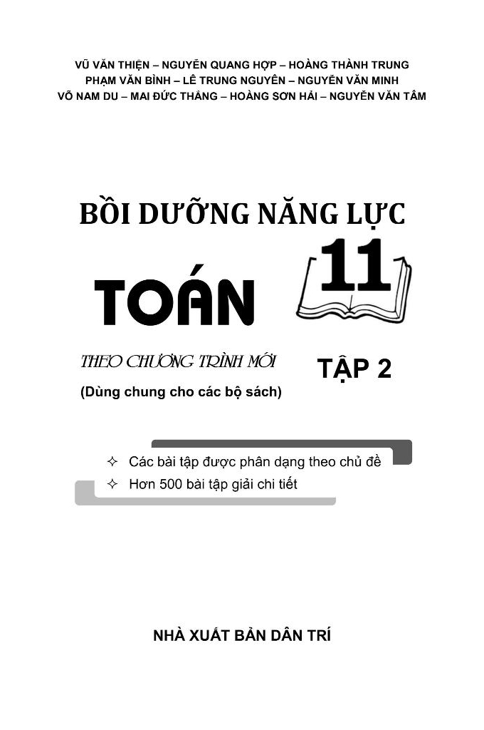 BỒI DƯỠNG NĂNG LỰC TOÁN LỚP 11 - TẬP 2 (Theo chương trình mới - Dùng chung cho các bộ SGK hiện hành)